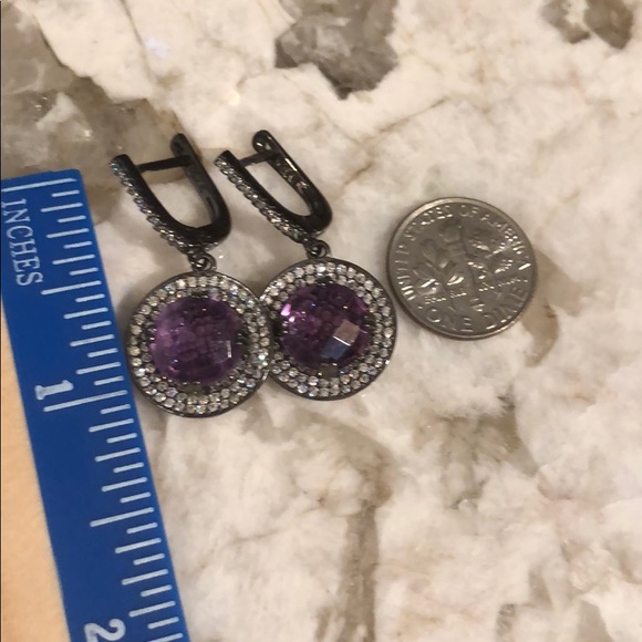 stunning amethyst CZ earrings Sterling Silver - Picture 3 of 7